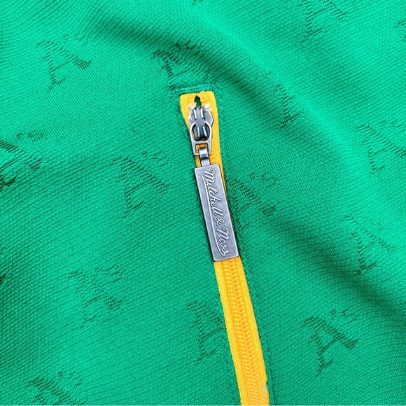 Mitchell & Ness Oakland A’s Vintage Track Jacket Green Yellow 3XL Streetwear - Picture 8 of 8